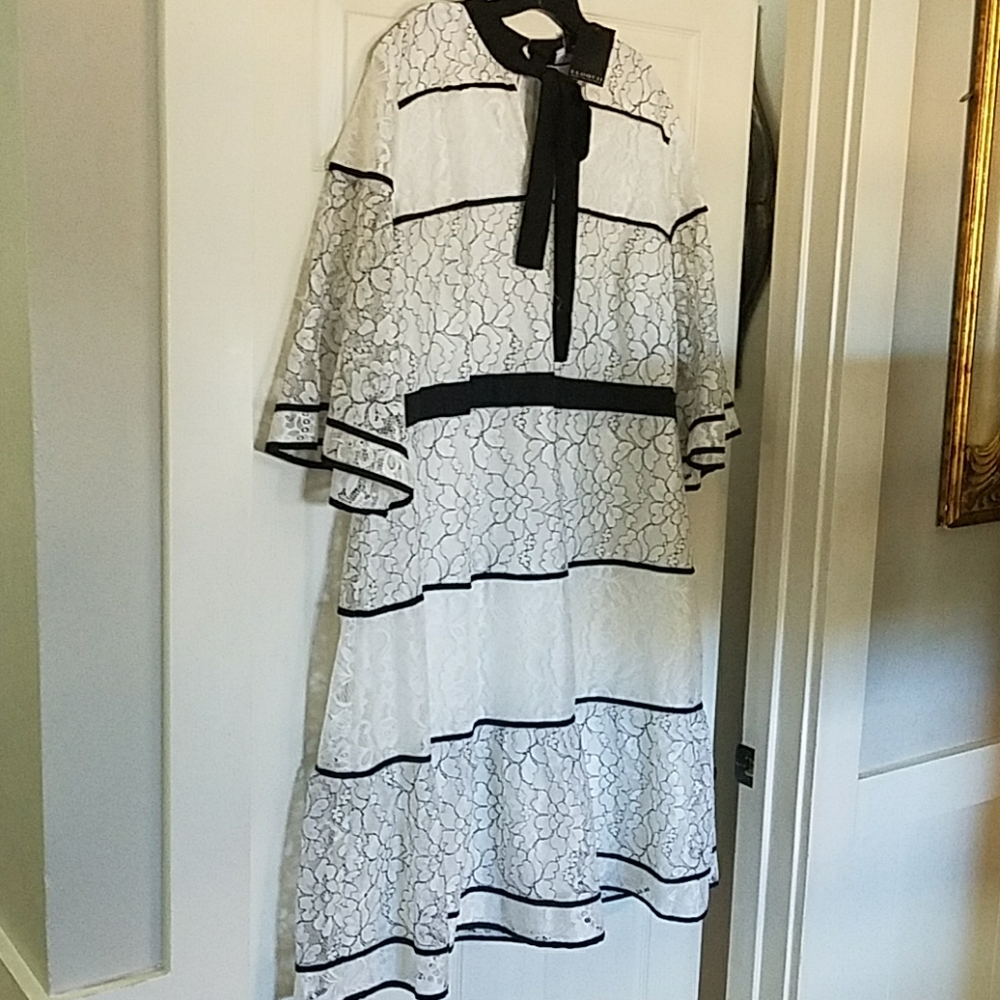NWT Eloquii Black and White Lace Midi Dress